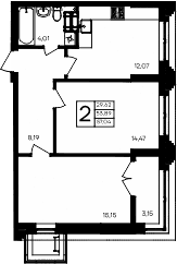2-комн., 53.89 м²