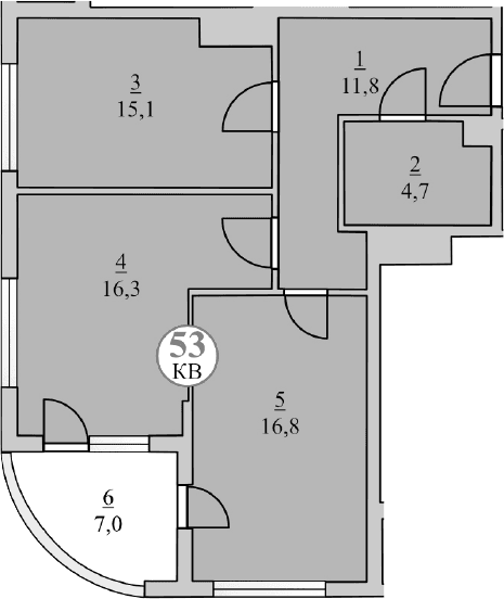 2-комн., 64.7 м²