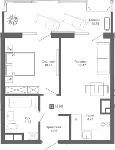 2-комн., 36.17 м²