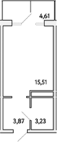 Студия, 22.61 м²
