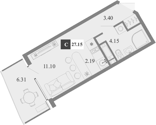 Студия, 20.84 м²