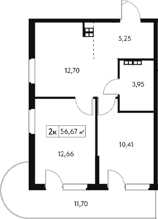 2-комн., 53.16 м²