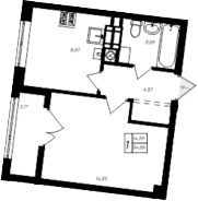 1-комн., 31.22 м²