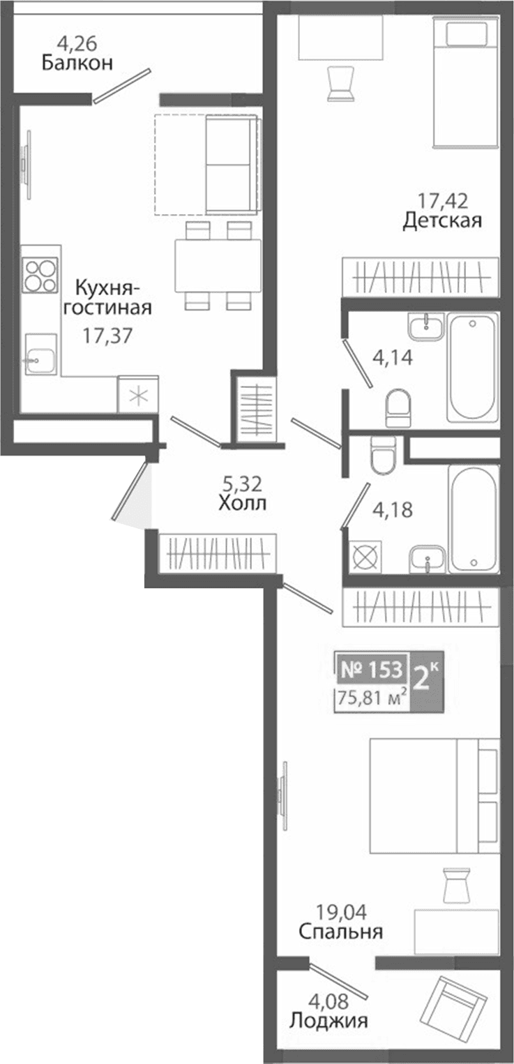 2-комн., 67.47 м²