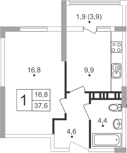 2-комн., 35.7 м²
