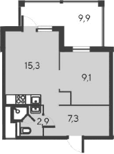 2-комн., 34.6 м²