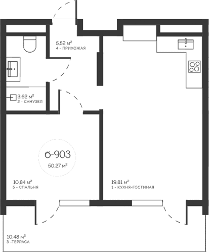 2-комн., 39.79 м²