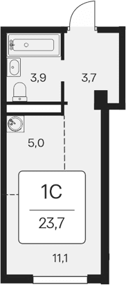 Студия, 23.7 м²