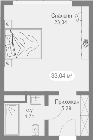 Студия, 33.97 м²