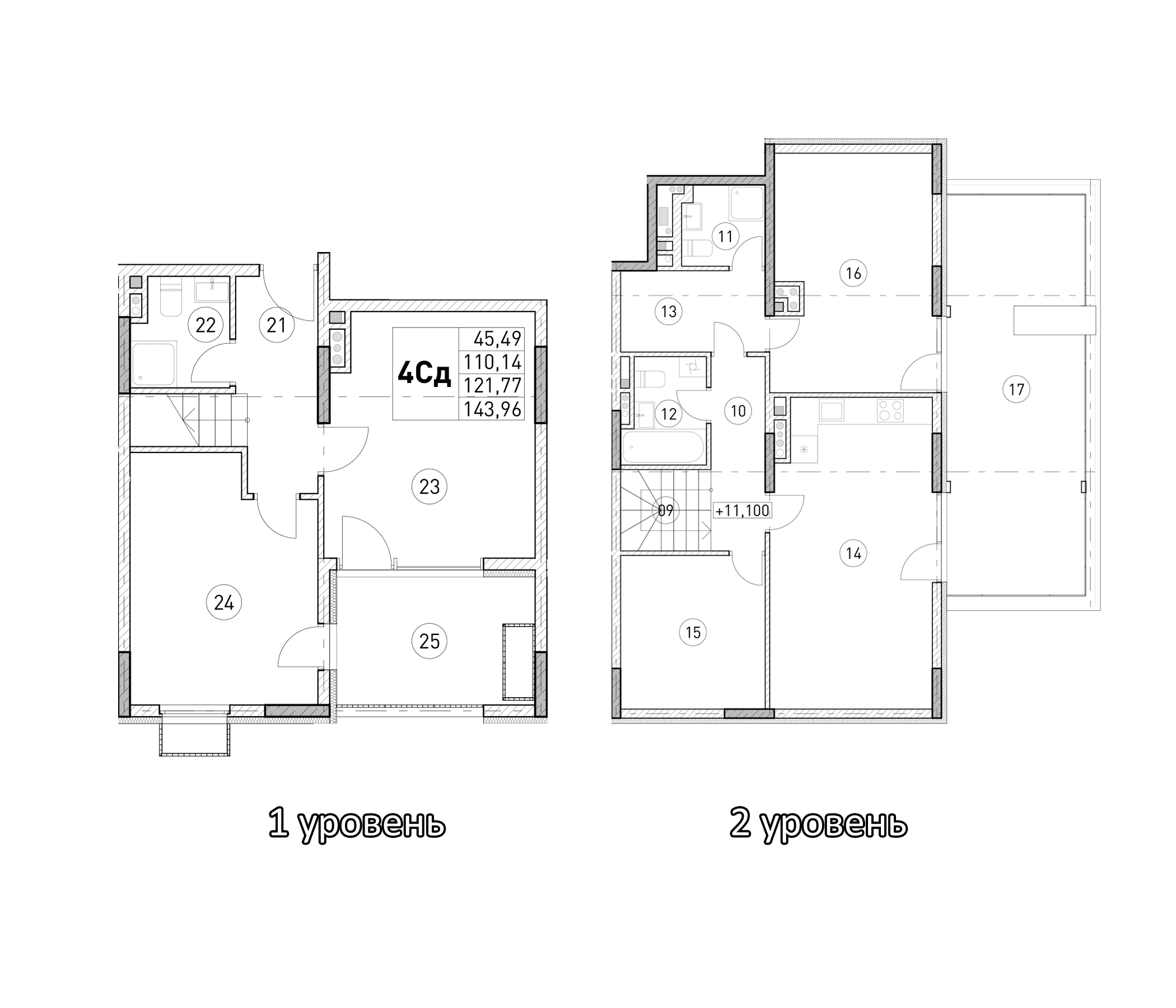 3-комн., 110.14 м²