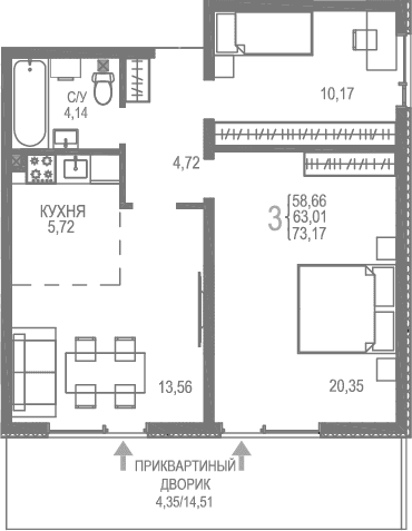2-комн., 68.82 м²