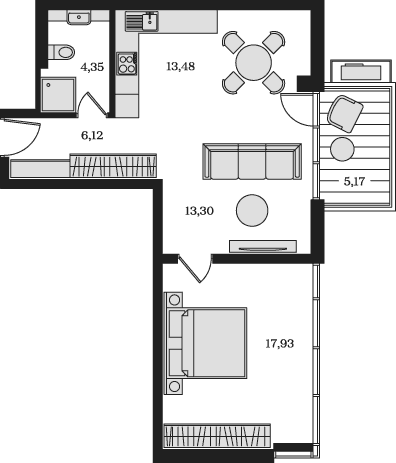 2-комн., 55.18 м²