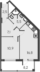 2-комн., 42.8 м²