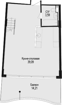 1-комн., 57.36 м²