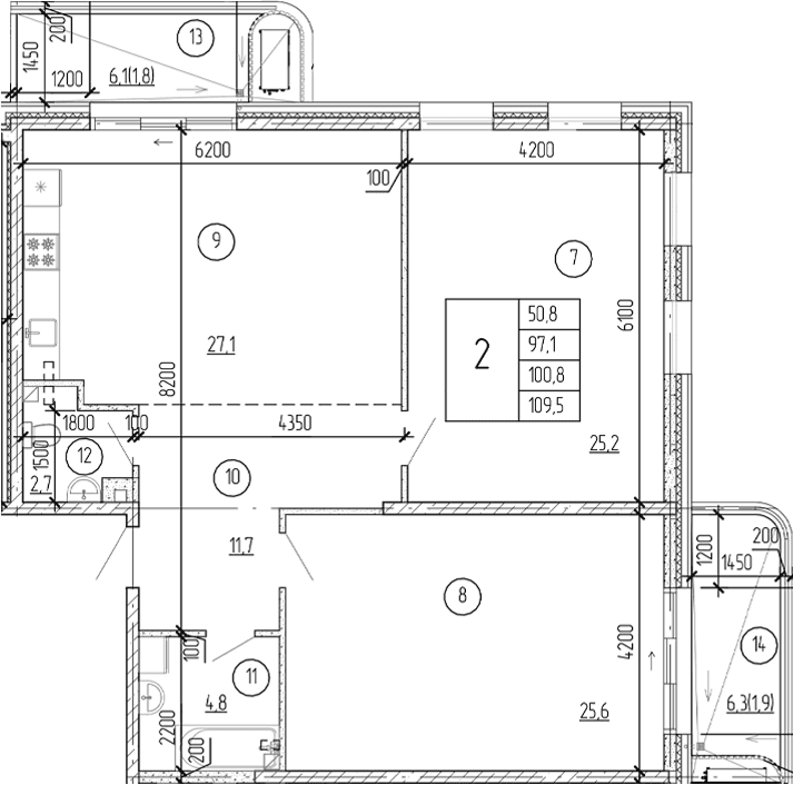 2-комн., 97.1 м²