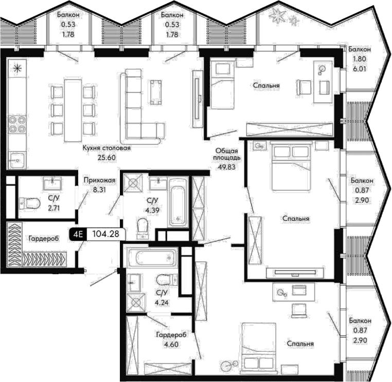 Своб. план., 99.68 м²