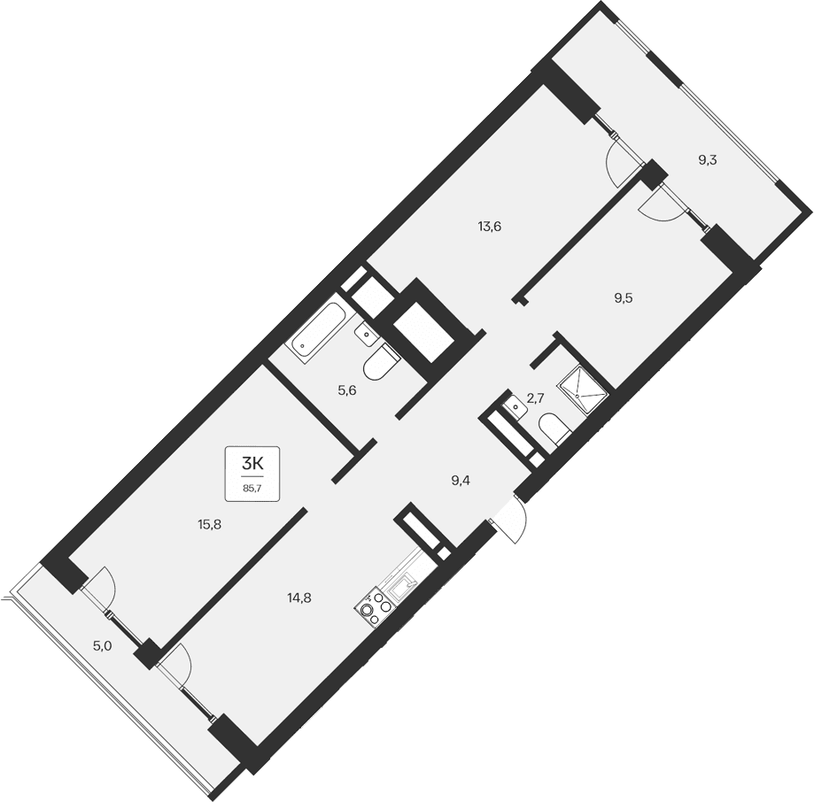 3-комн., 71.4 м²