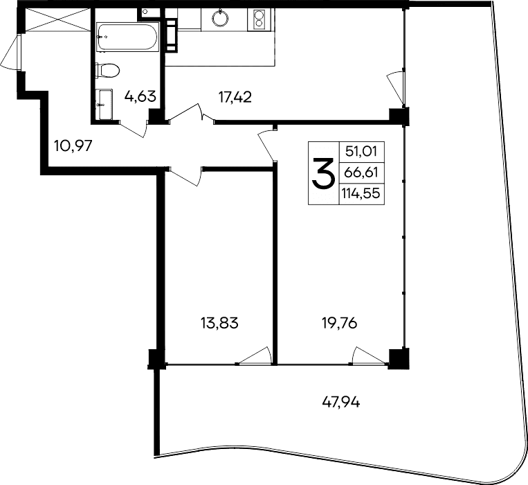 2-комн., 66.61 м²