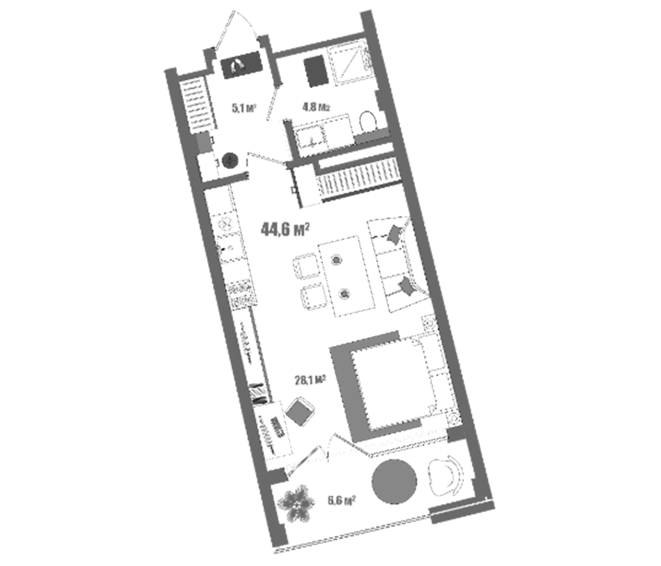 Студия, 38 м²