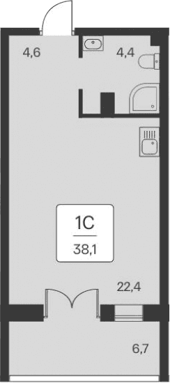 Студия, 31.4 м²