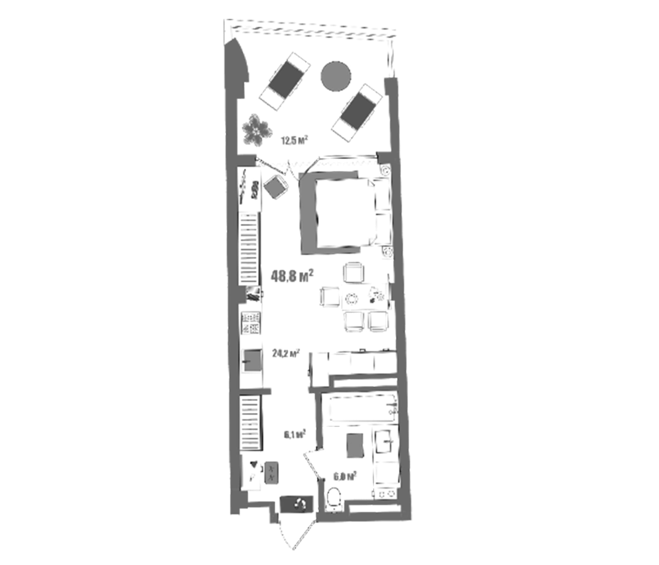 Студия, 36.3 м²