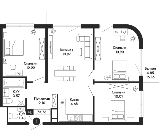 4-комн., 68.91 м²