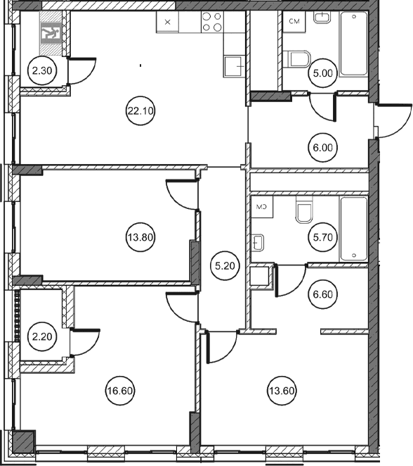 3-комн., 93.05 м²