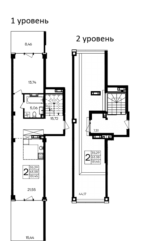 2-комн., 63.38 м²