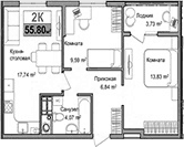 2-комн., 48.07 м²