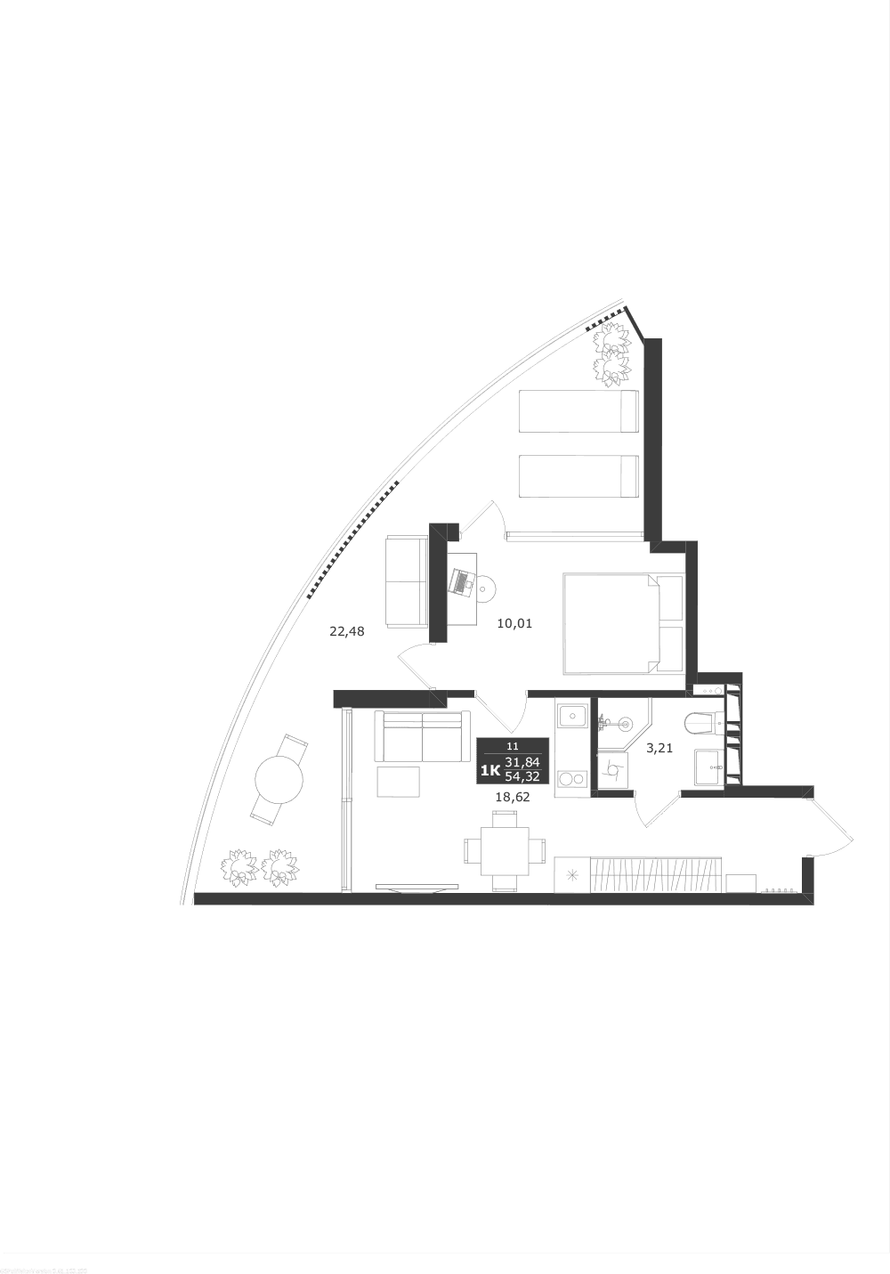 1-комн., 31.84 м²