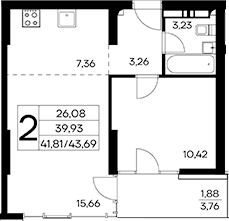1-комн., 41.81 м²