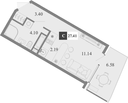Студия, 20.83 м²