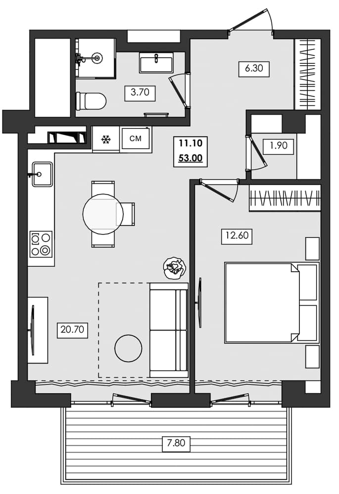 1-комн., 45.2 м²