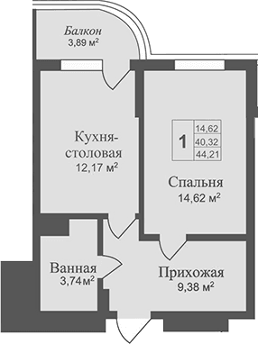 1-комн., 40.32 м²