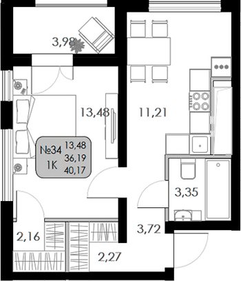 1-комн., 36.19 м²