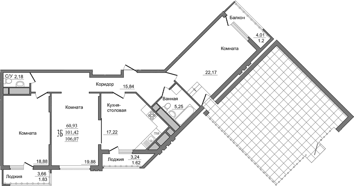 3-комн., 102.35 м²