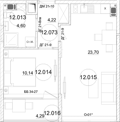 2-комн., 42.65 м²