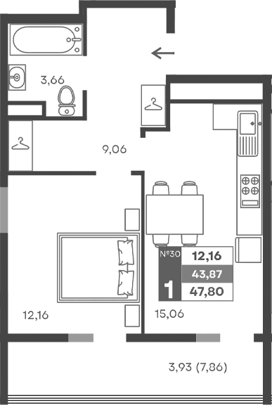 1-комн., 39.94 м²