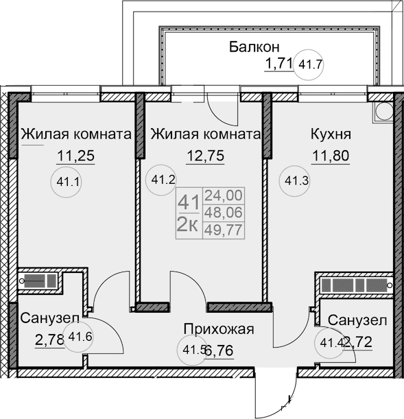 2-комн., 48.06 м²