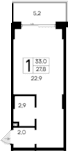 Студия, 27.8 м²