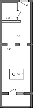 Студия, 30.6 м²
