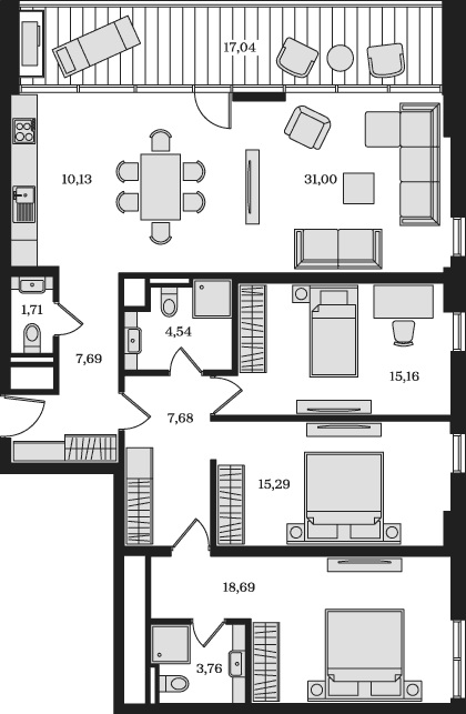4-комн., 115.65 м²