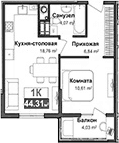 1-комн., 38.99 м²