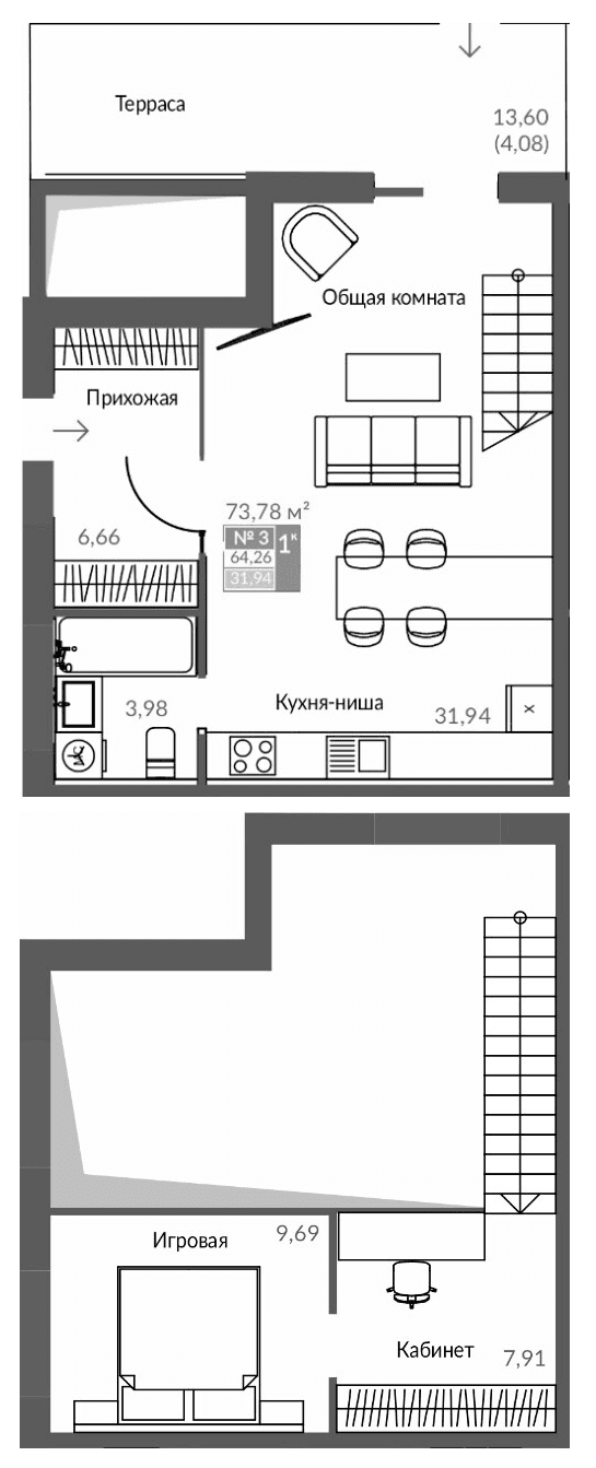 3-комн., 60.18 м²