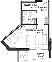 Студия, 34.06 м²