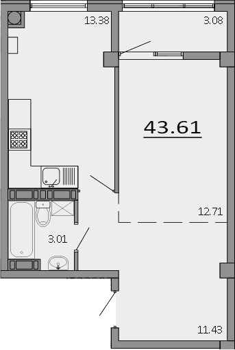 1-комн., 40.53 м²