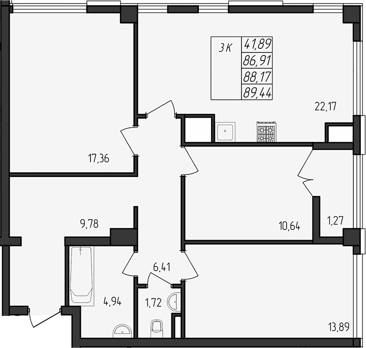 4-комн., 86.9 м²
