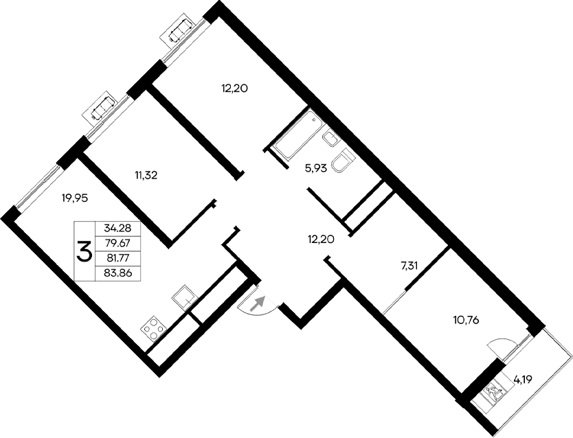 3-комн., 79.67 м²