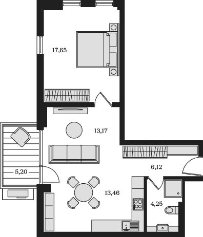 2-комн., 54.65 м²