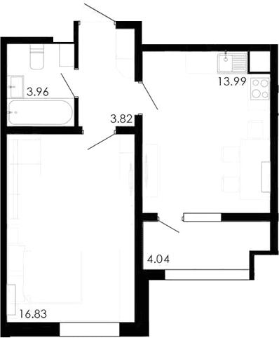 1-комн., 38.72 м²